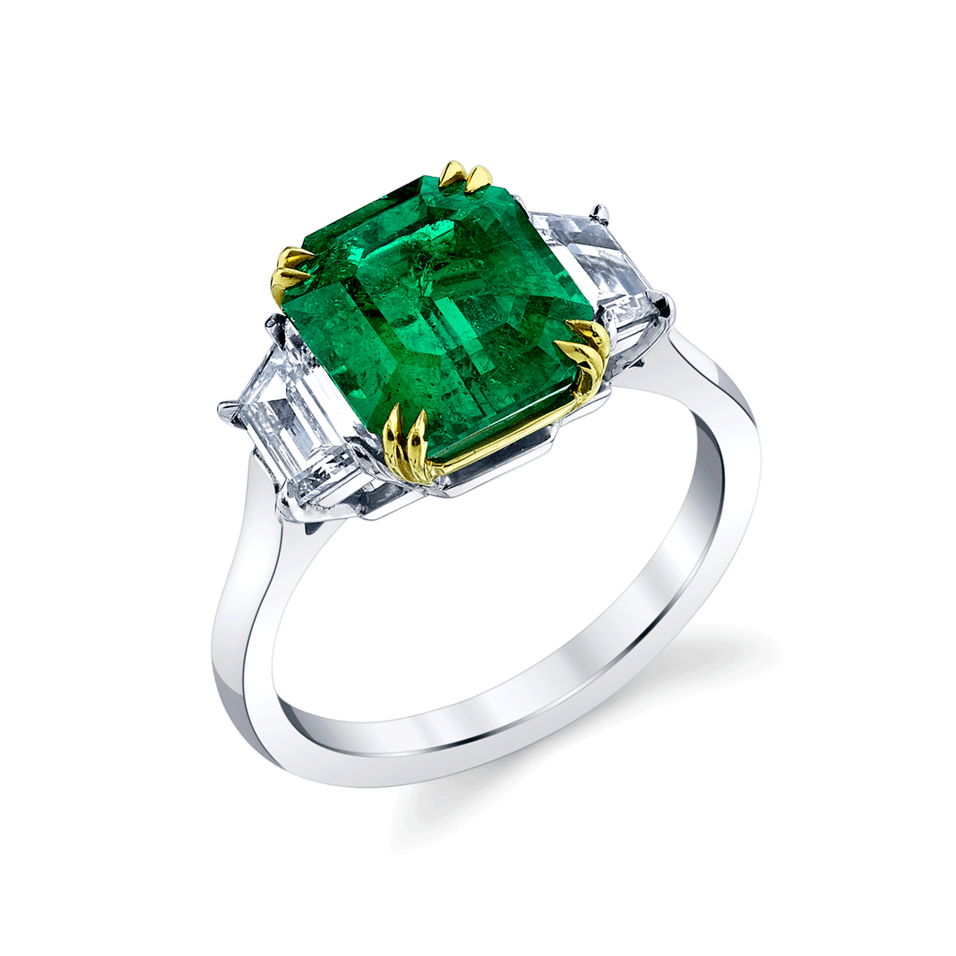 Private Reserve Platinum and 18k Emerald 2.08 Total Weight and Diamond Ring