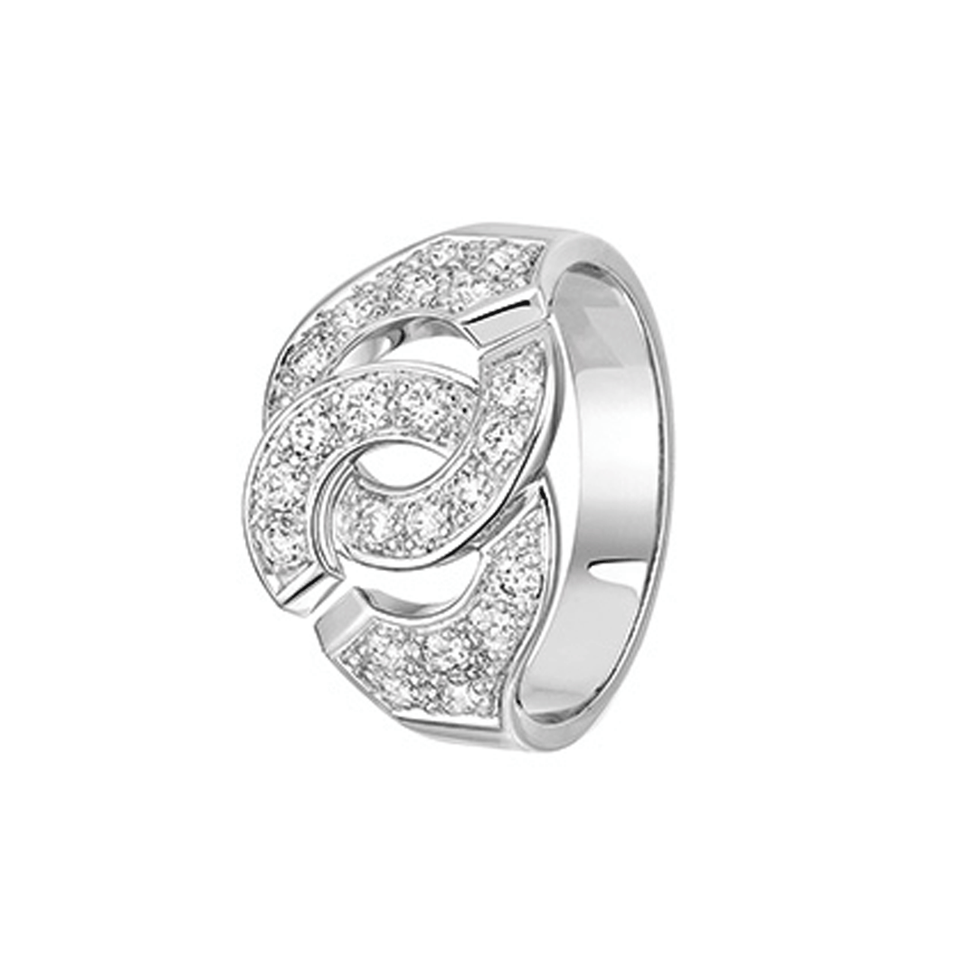 Dinh Van Menottes 18k White Gold Diamond Ring,SZ 54