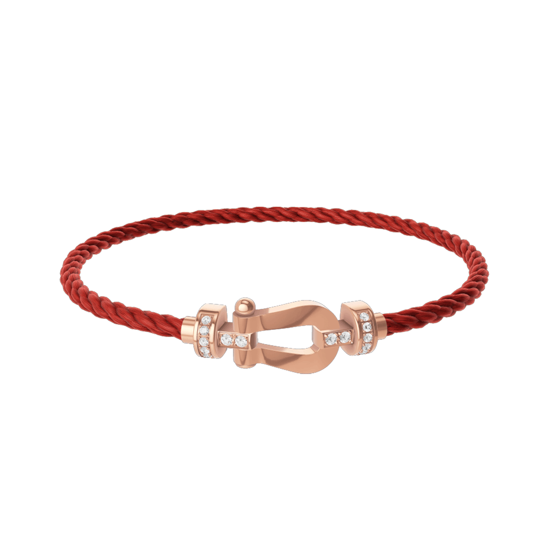 FRED Red Cord Bracelet with 18k Rose Half Diamond MD Buckle, Exclusively at Hamilton Jewelers