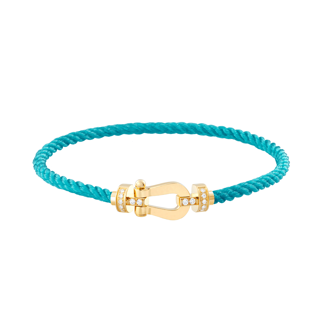 FRED Turquoise Cord Bracelet with 18KY Half Diamond MD Buckle, Exclusively at Hamilton Jewelers