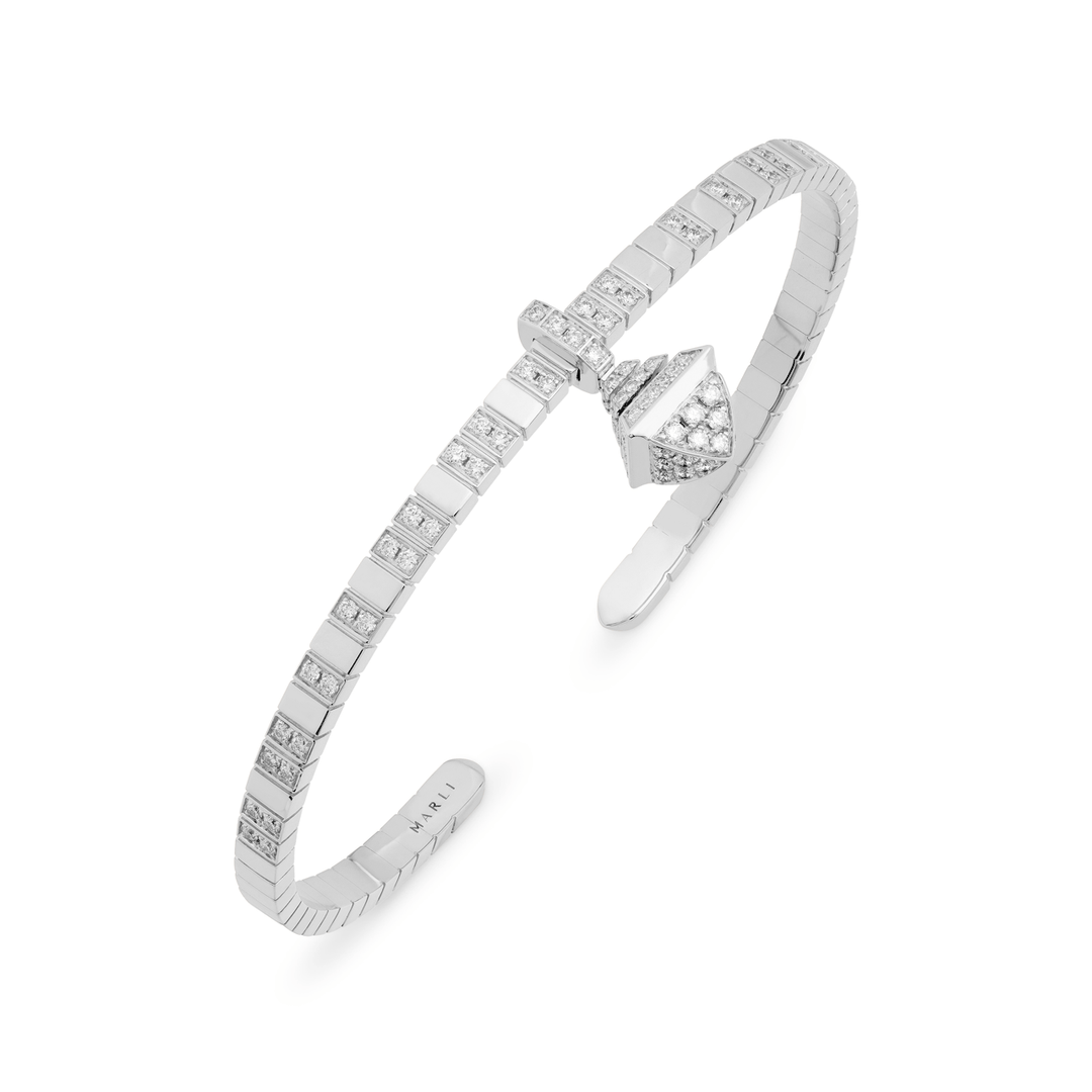 Marli 18k White Gold Cleo Charm Full Diamond Bracelet