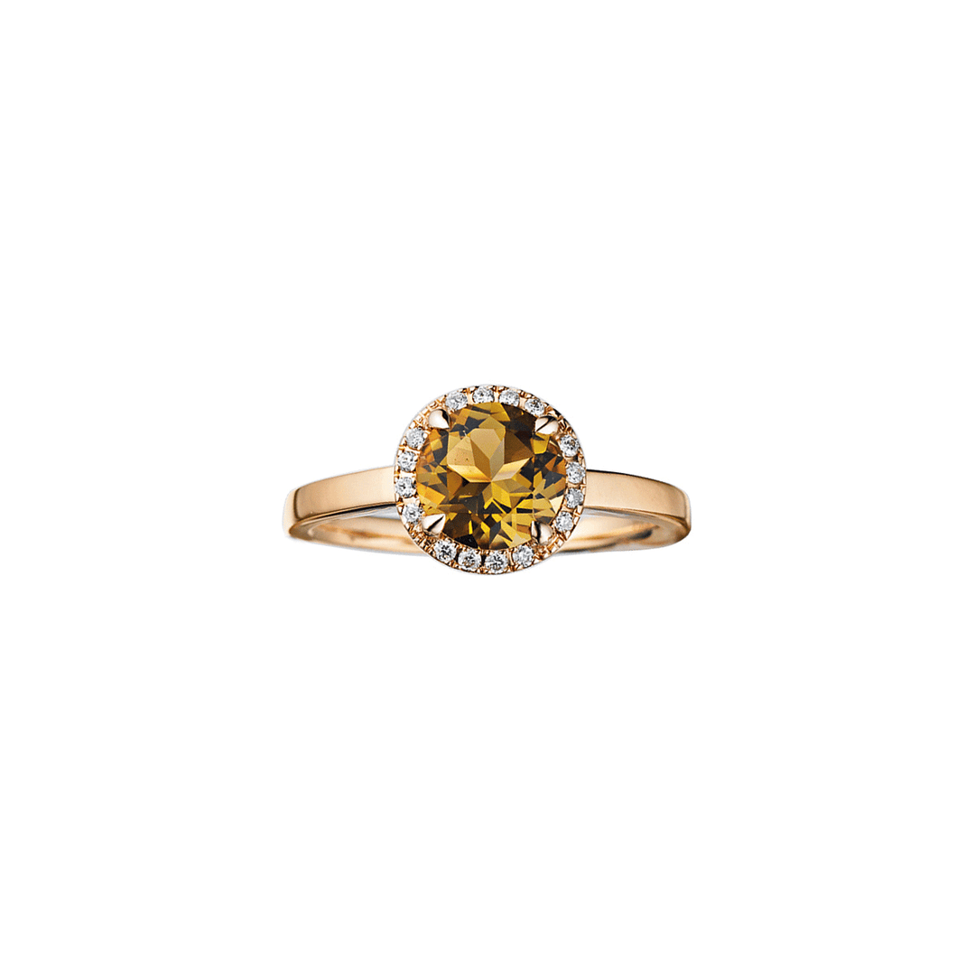 Lisette 18k Gold Smoky Quartz 1.06 Total Weight and Diamond Ring