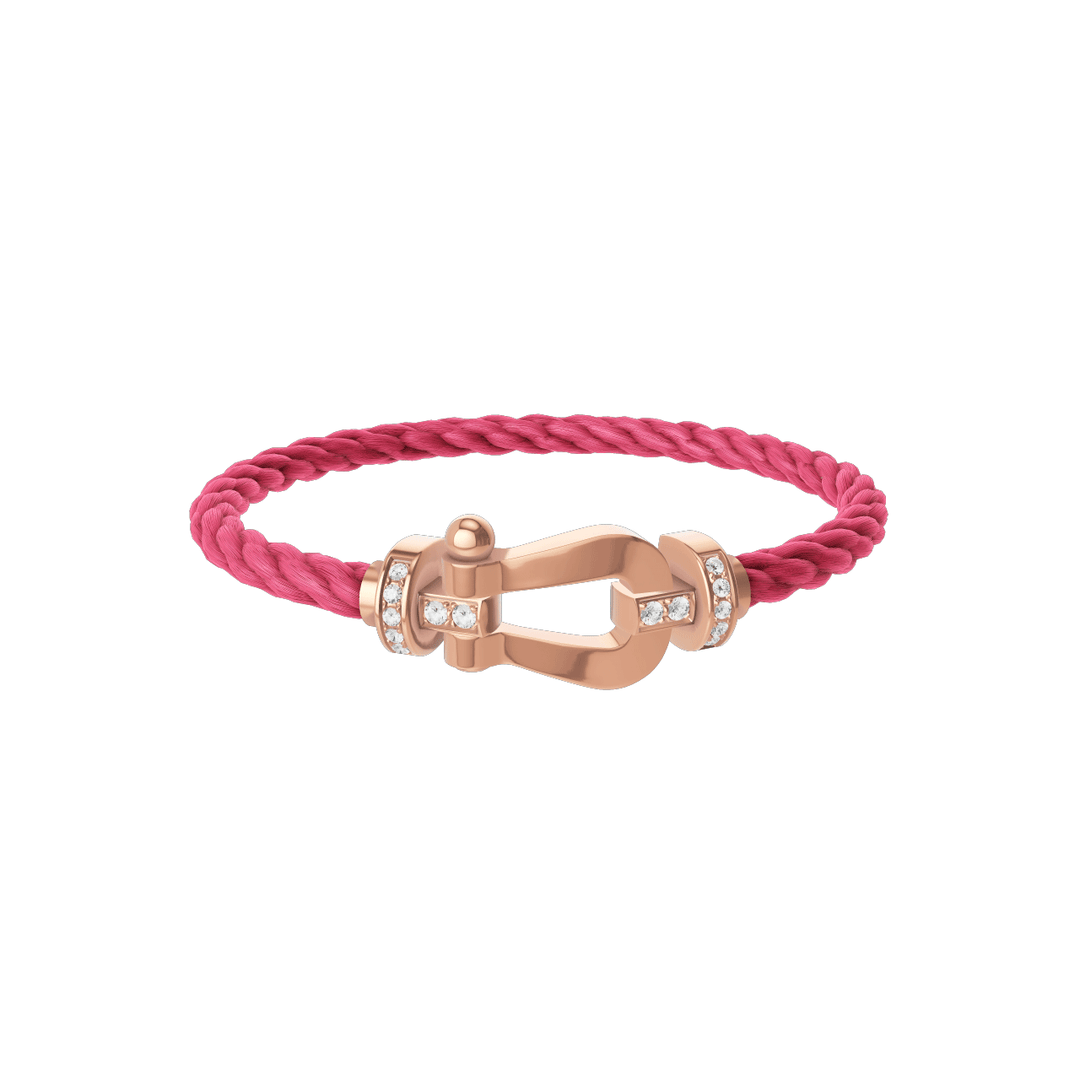 FRED Rose Cord Bracelet with 18k Rose Half Diamond LG Buckle, Exclusively at Hamilton Jewelers