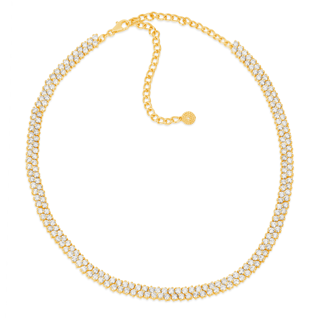 14k Gold and 10.51 Total Weight Diamond 2 Row Necklace