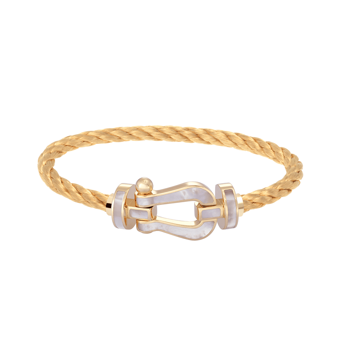 FRED 18k Yellow Gold Cord Bracelet with 18k Pearl LG Buckle, Exclusively ay Hamilton Jewelers