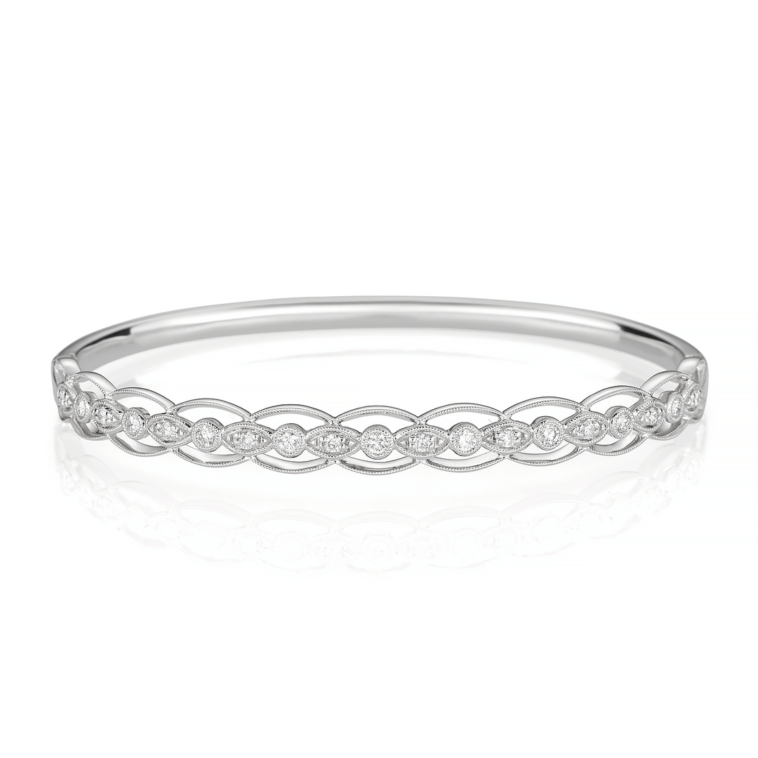 Heritage 18k White Gold and .52 Total Weight Diamond Bangle