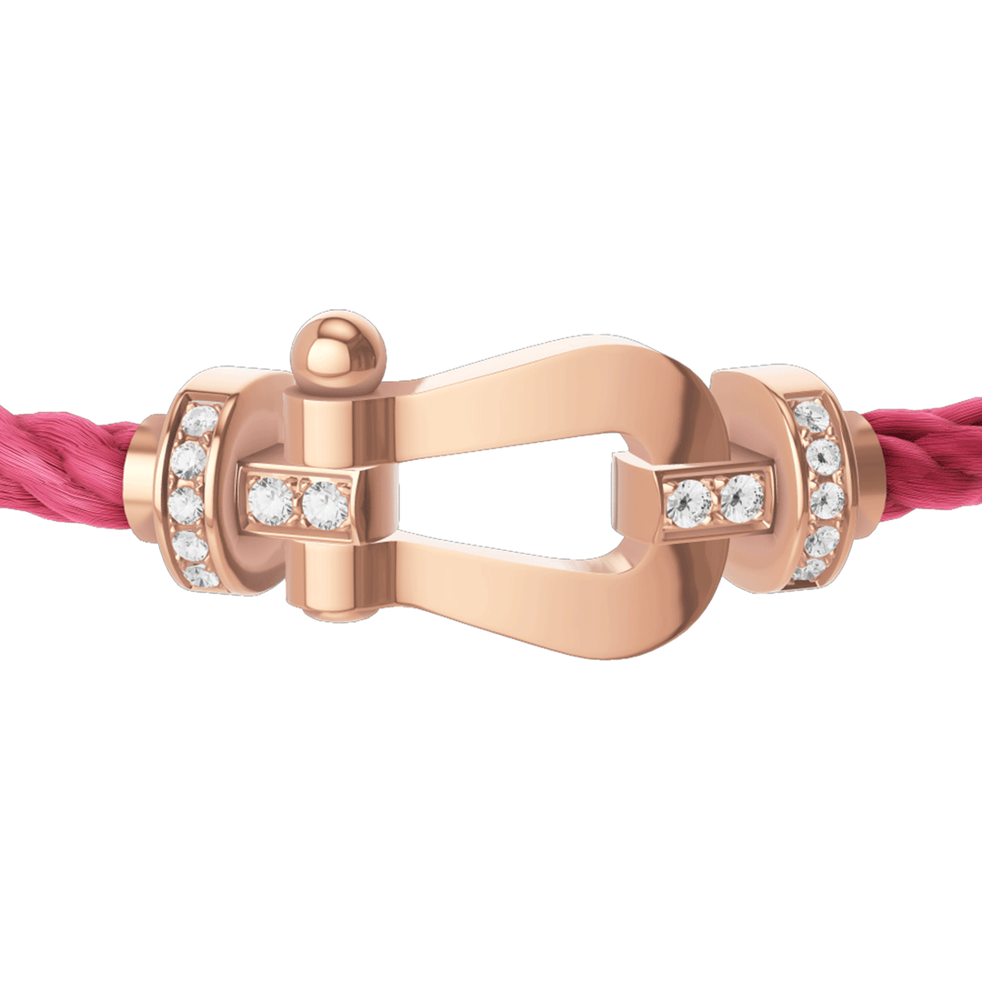 FRED Rose Cord Bracelet with 18k Rose Half Diamond LG Buckle, Exclusively at Hamilton Jewelers