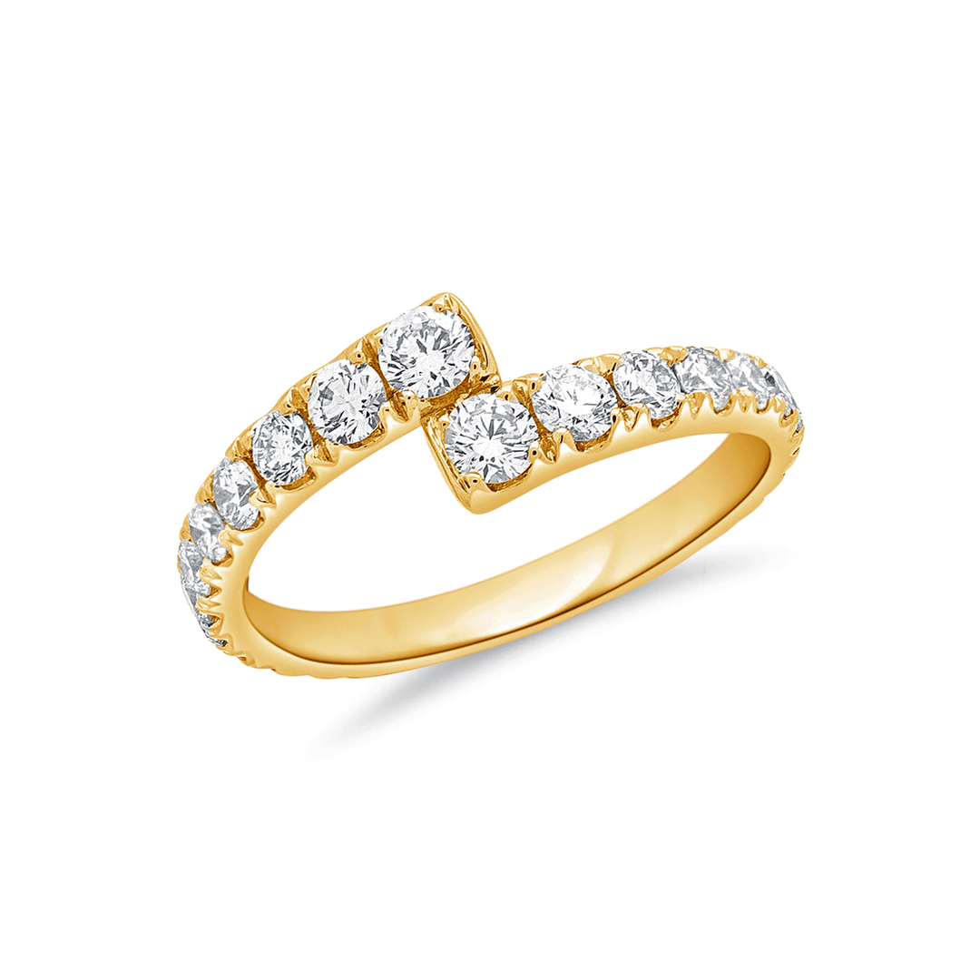 14k Yellow Gold Bypass Diamond 1.16 Total Weight Ring