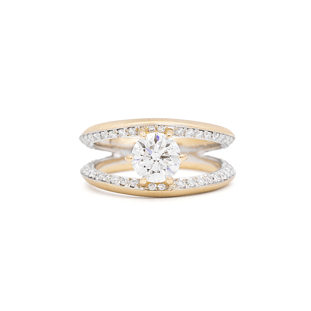 Jade Trau Selma Platinum and 18k Yellow Gold Diamond Ring