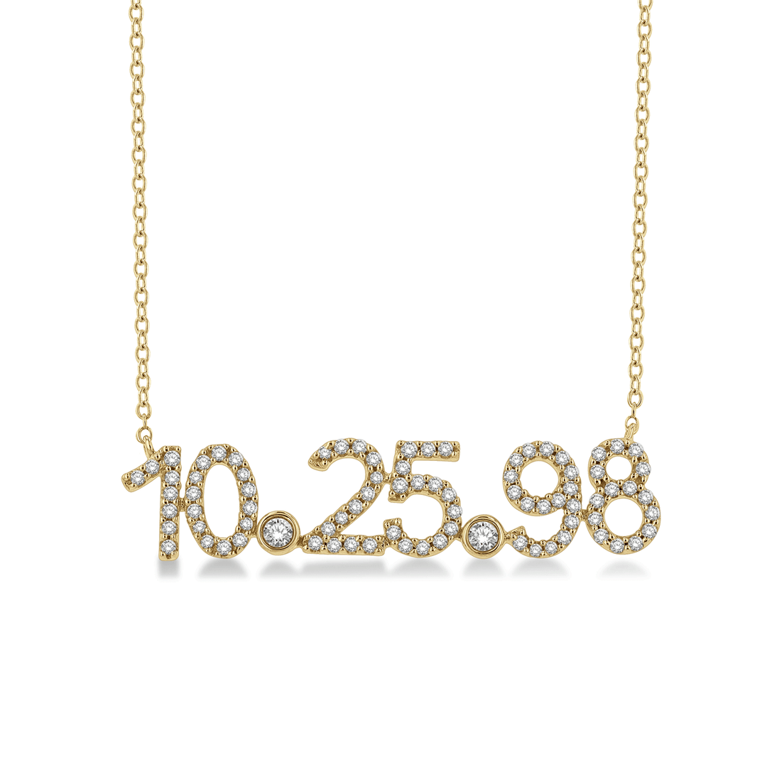 14k Yellow Gold Custom Date Diamond Necklace