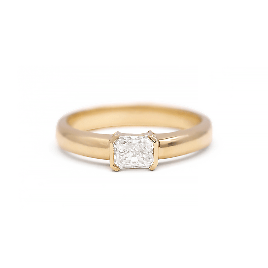 18k Yellow Gold and .50 Total Weight Radiant Cut Diamond Ring