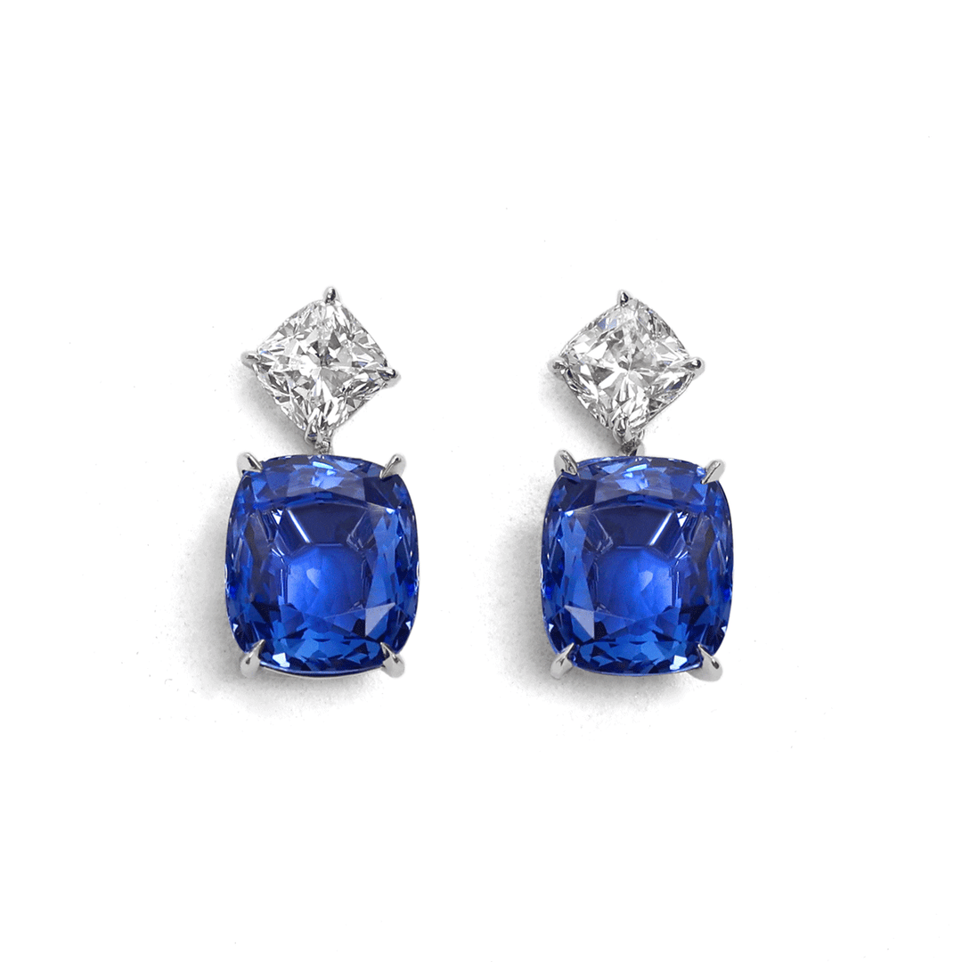 Private Reserve Platinum 12. 38 Total Weight Sapphire Drop Earrings