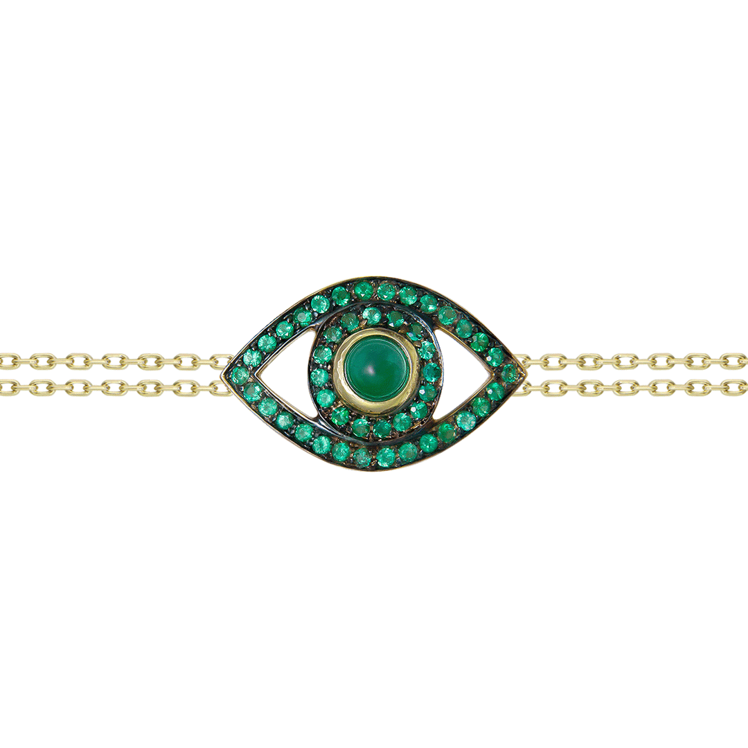 Netali Nissim Protected 18k Yellow Gold Emerald Big Eye Bracelet