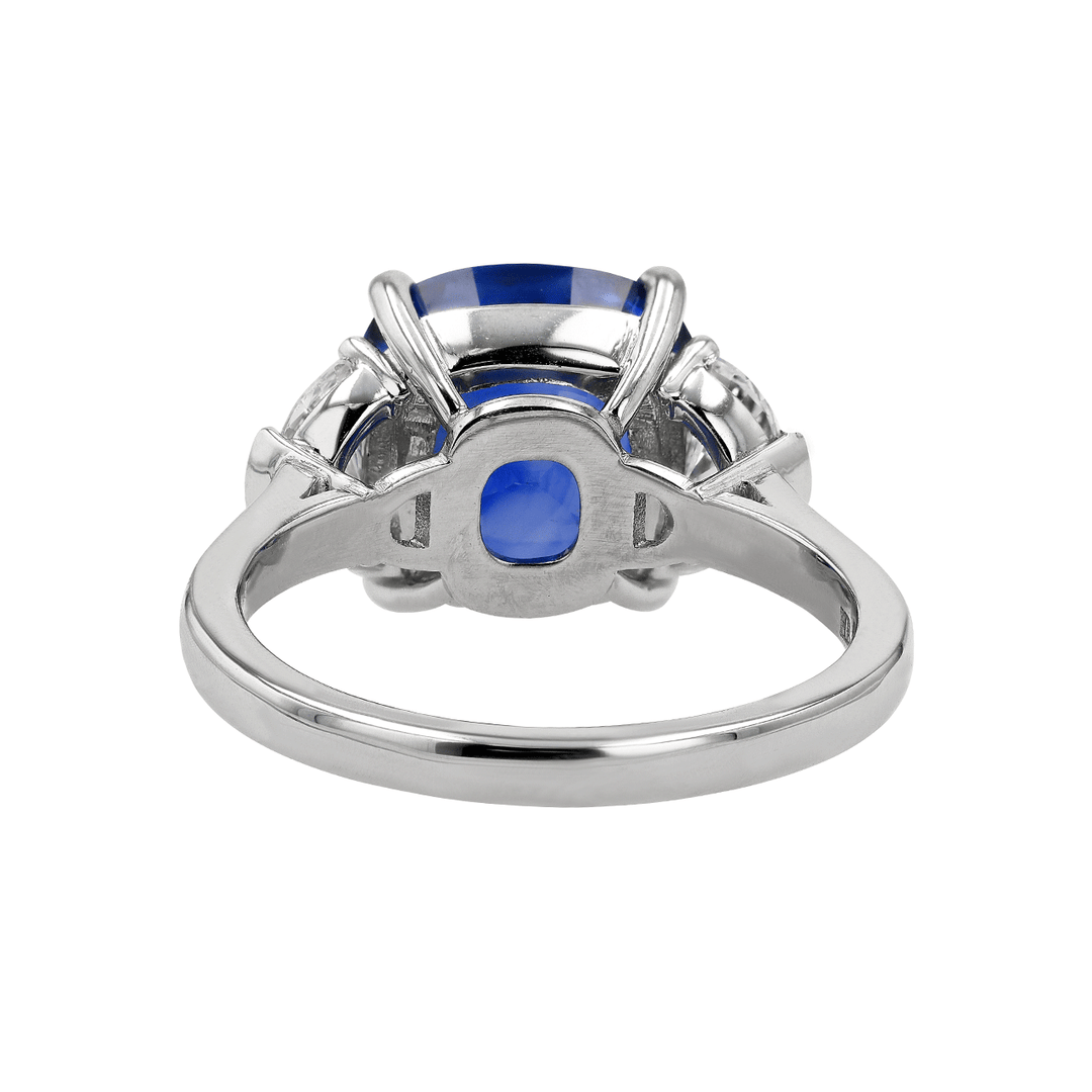 Platinum Sapphire 6.70 Total Weight and Diamond Ring