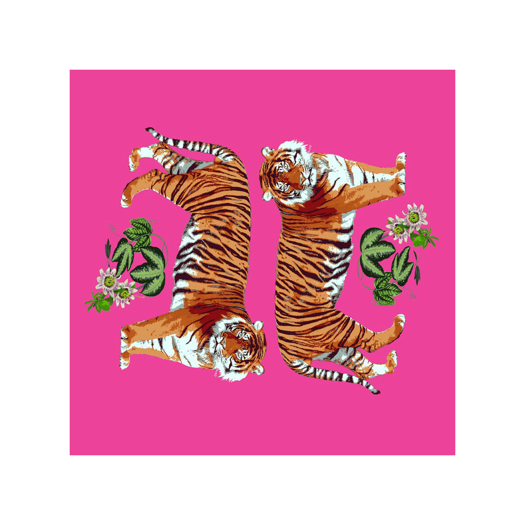 Tiger Seeing Double Hot Pink Vanity Tray