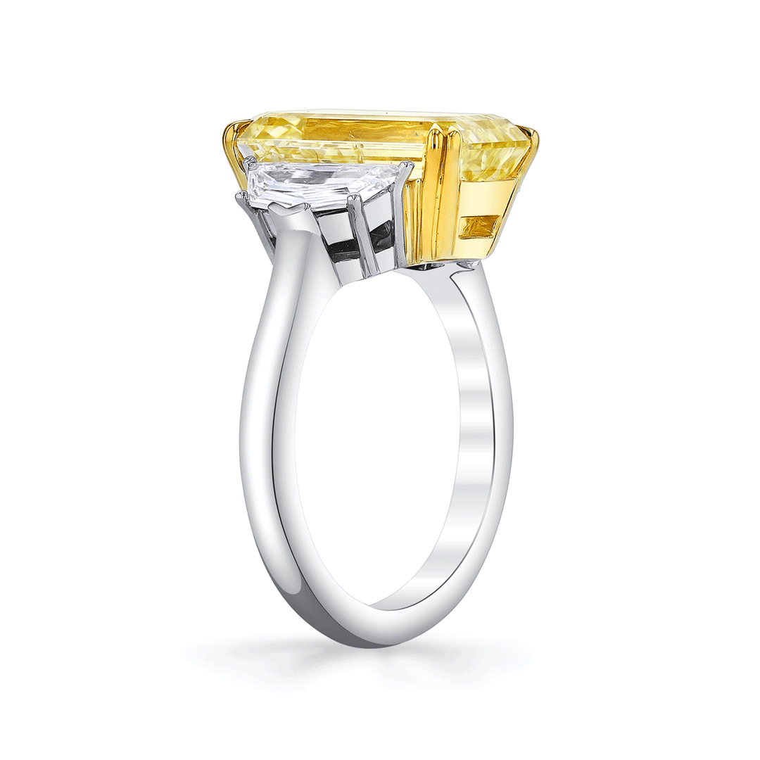 Private Reserve Platinum and 18k Gold 7.60 Total Weight Yellow Diamond Ring