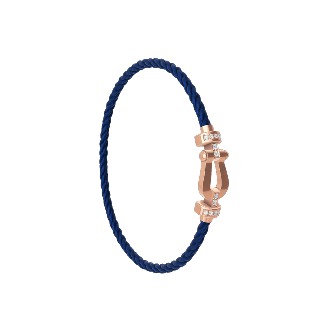 FRED Navy Cord Bracelet with 18k Rose Half Diamond MD Buckle, Exclusively at Hamilton Jewelers