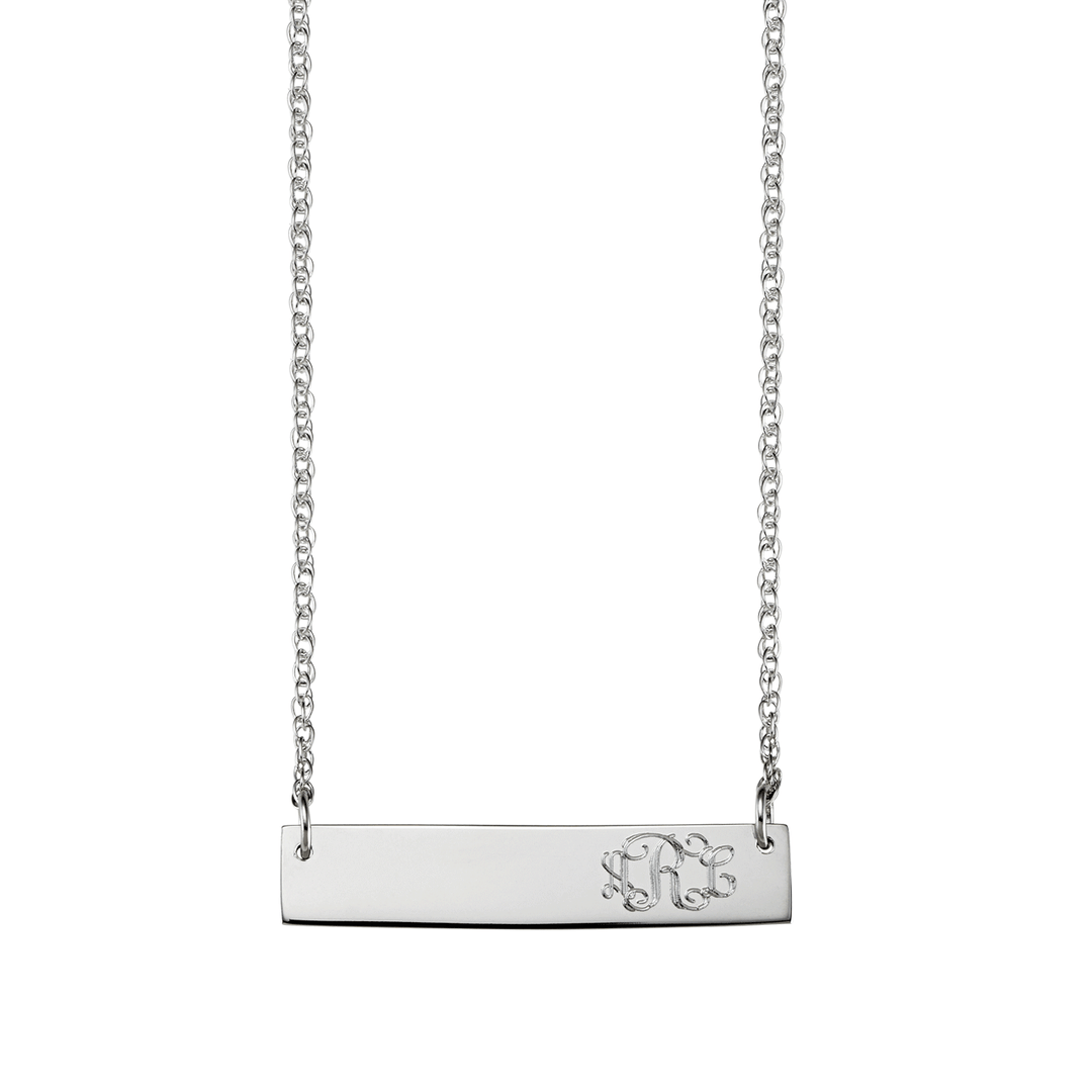 Sterling Silver Monogram ID Bar Necklace