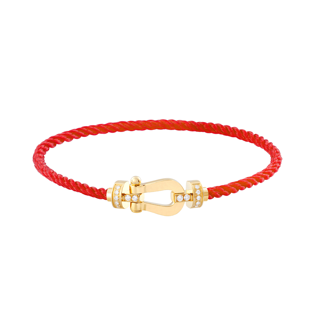 FRED Red Cord Bracelet with 18k Yellow Half Diamond MD Buckle, Exclusively at Hamilton Jewelers