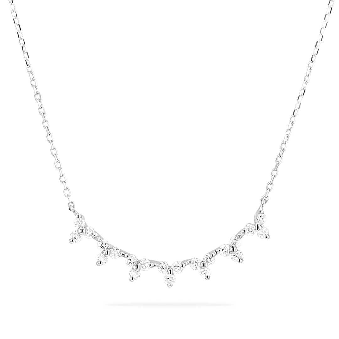 14k White Gold and Diamond .17 Total Weight Cluster Necklace