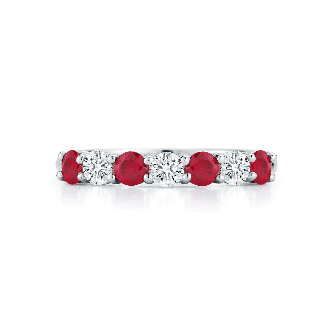Platinum Alternating Ruby .72 Total Weight and Diamond Band