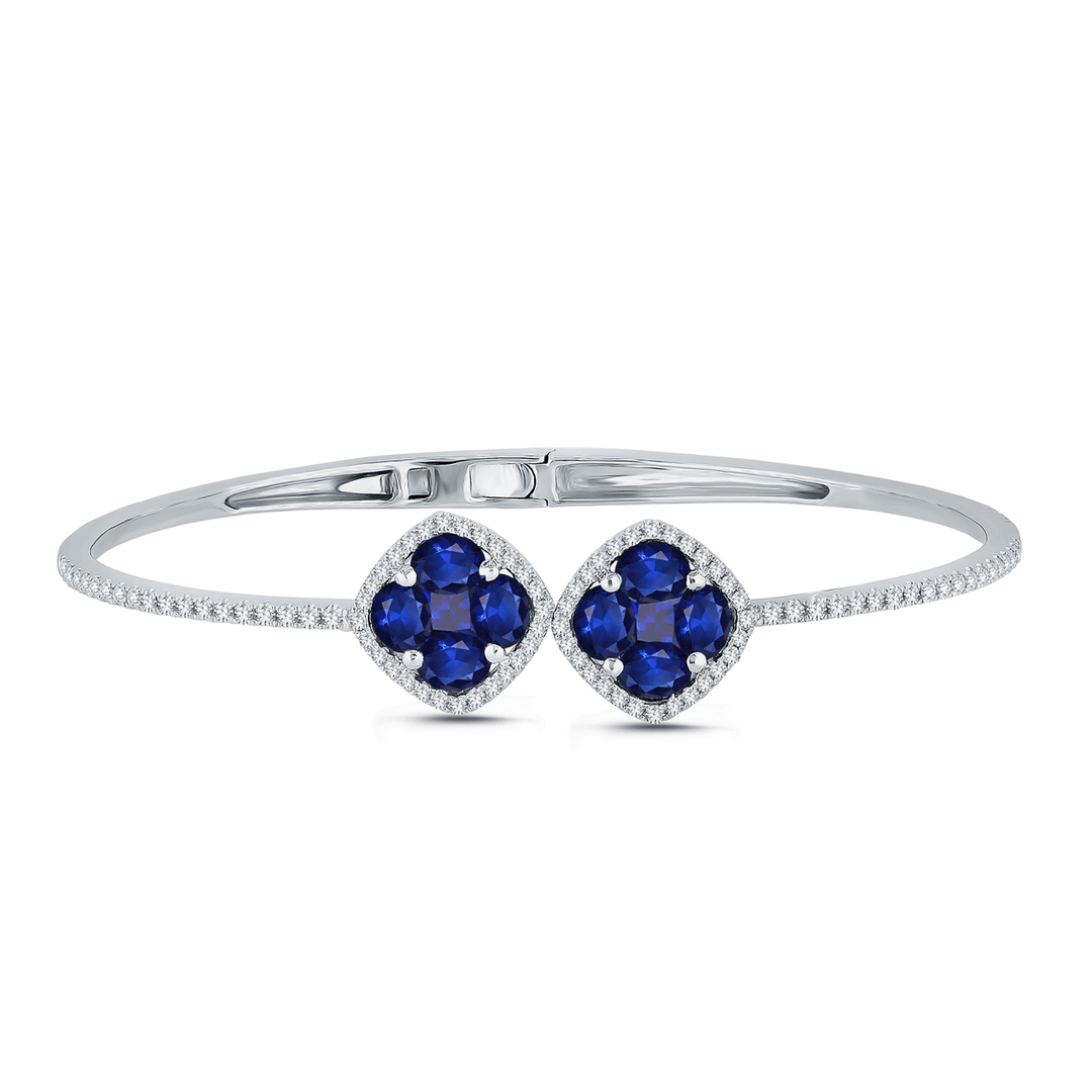 18k White Gold 2.76 Total Weight Blue Sapphire and Diamond Bracelet