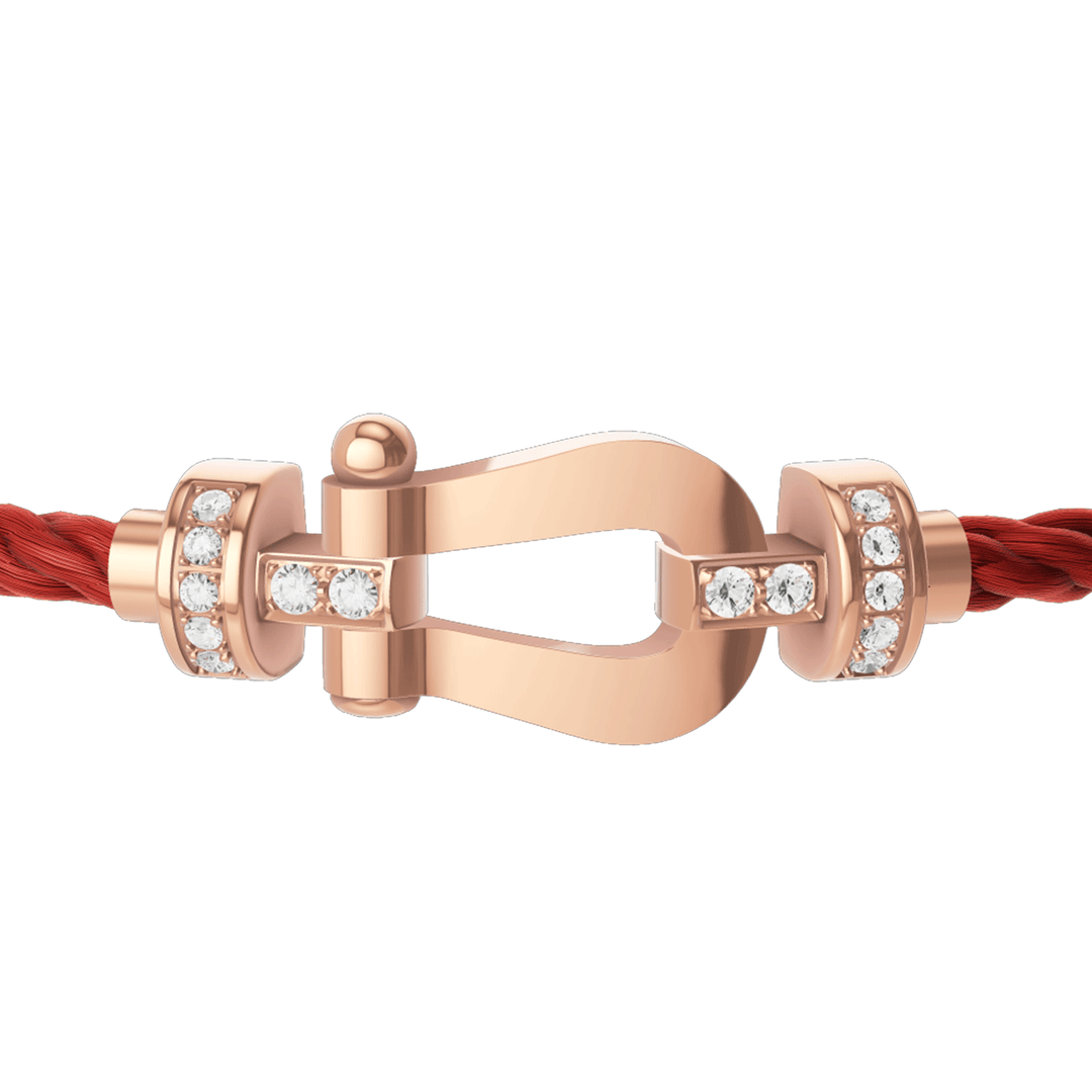 FRED Red Cord Bracelet with 18k Rose Half Diamond MD Buckle, Exclusively at Hamilton Jewelers