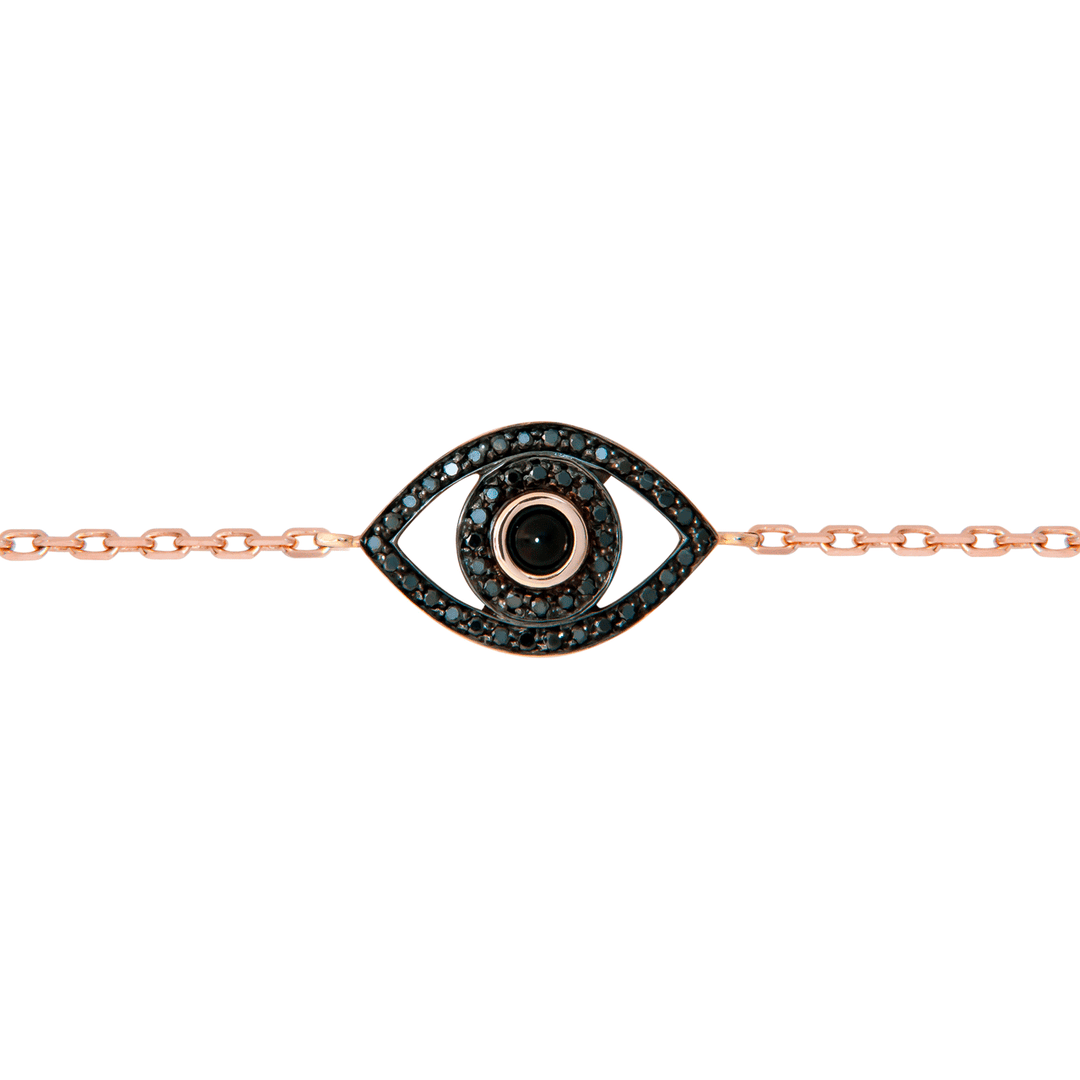 Netali Nissim Protected 18k Rose Gold Black Diamond Mini Eye Bracelet