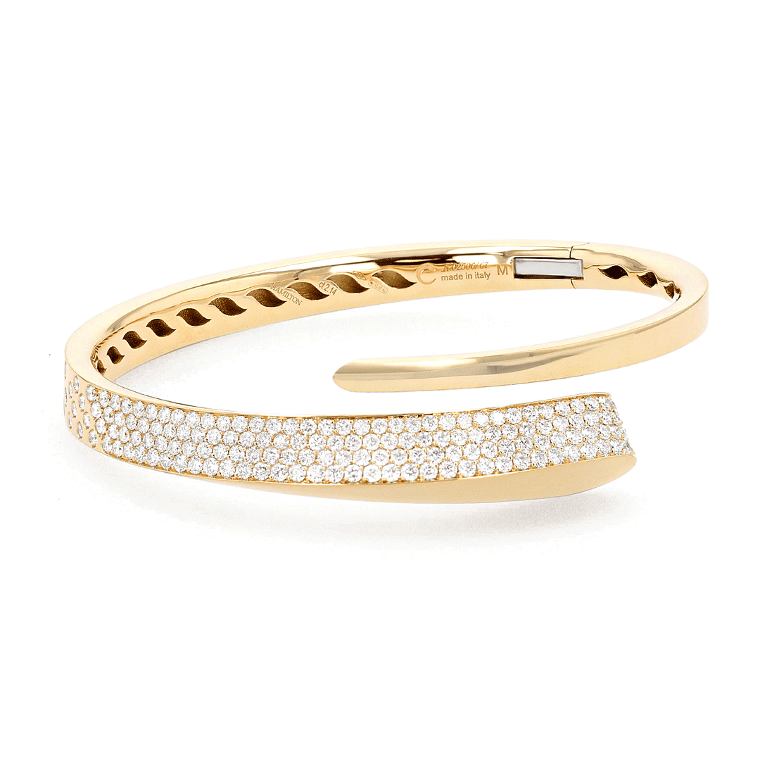18k Yellow Gold and 2.14 Total Weight Diamond Bypass Bracelet