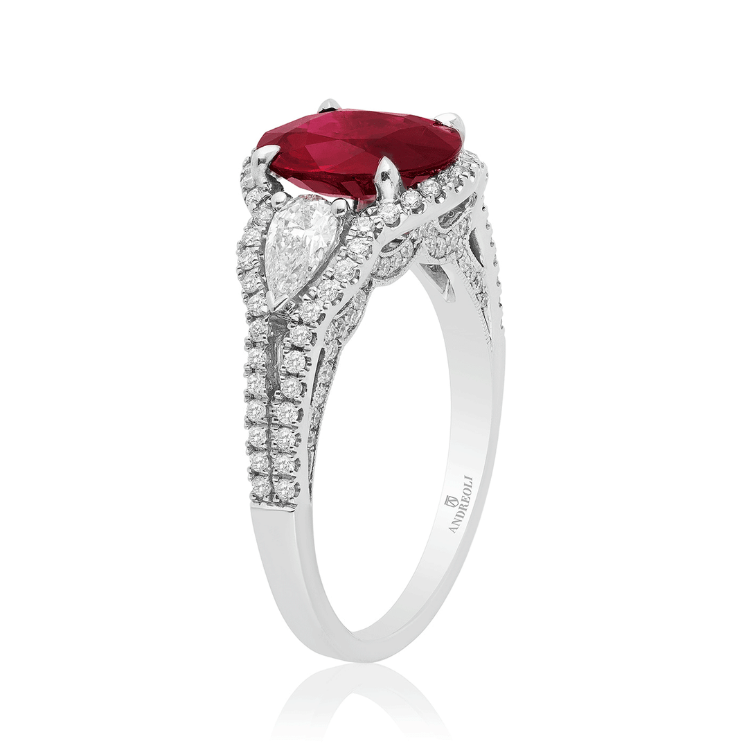 Private Reserve 18k Gold Ruby 2.21 Total Weight and Diamond Ring