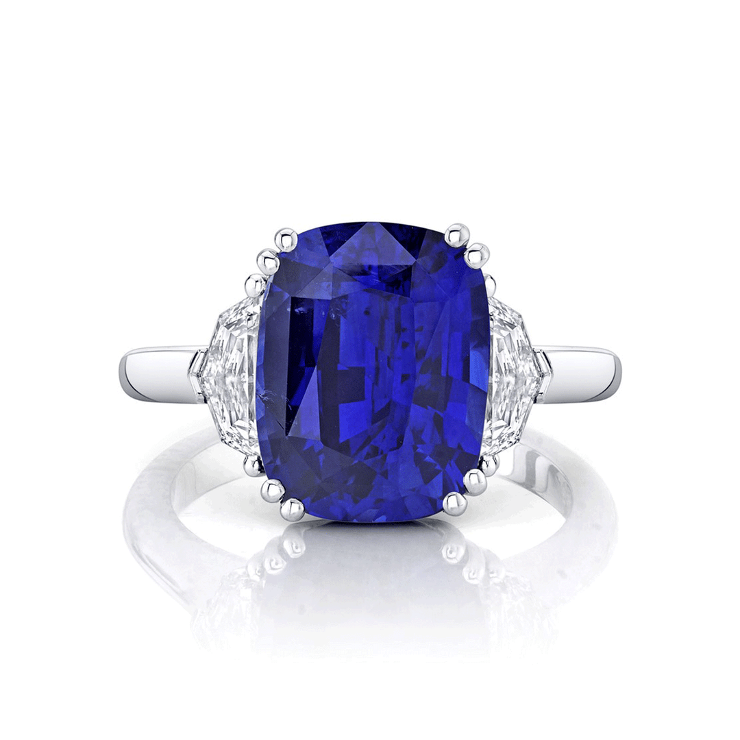 Private Reserve Platinum 5.17 Total Weight Sapphire Three Stone Ring