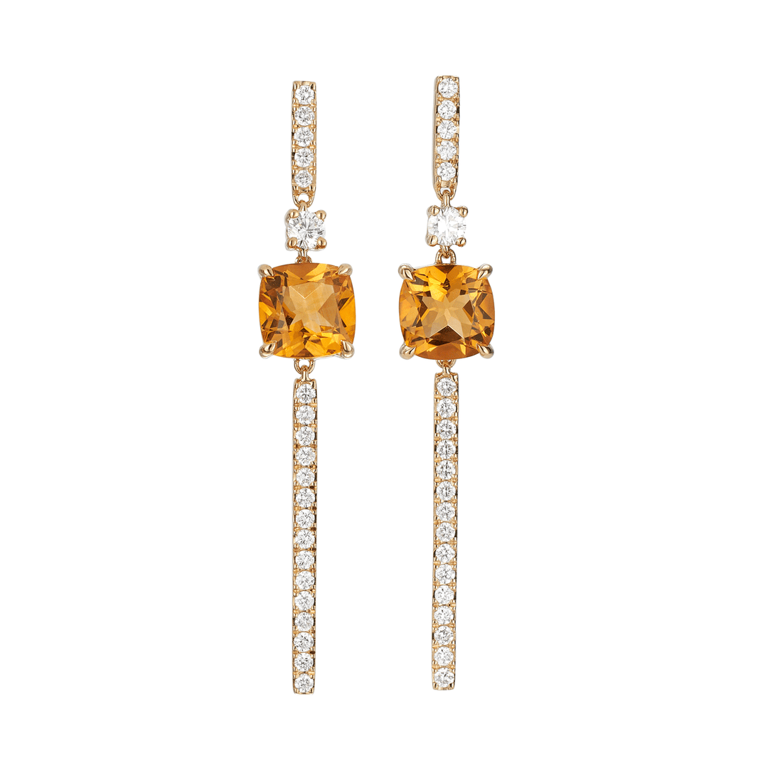 18k Yellow Gold and Citrine Earrings