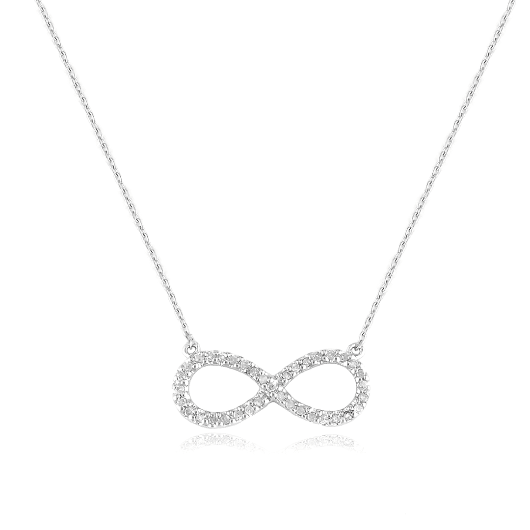 Sterling Silver and Diamond .12 Total Weight Infinity Necklace