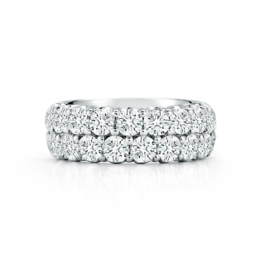 18k White Gold and Diamond Two Row Band