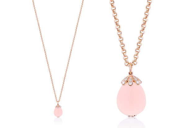 Rose Quartz Pendant with Diamonds in 18KP from our 'Naughty' collection
