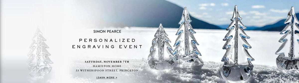 Simon Pearce personalized engraving event, Saturday November 7th, Hamilton Home, 33 Witherspoon Street, Princeton