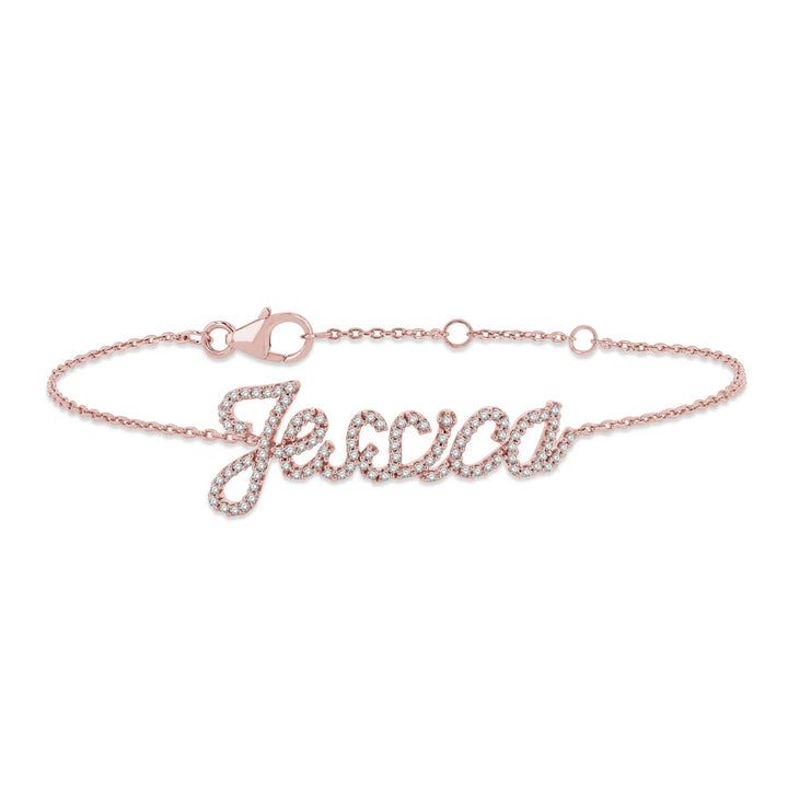 14k Gold and Diamond Script Letter Name Bracelet