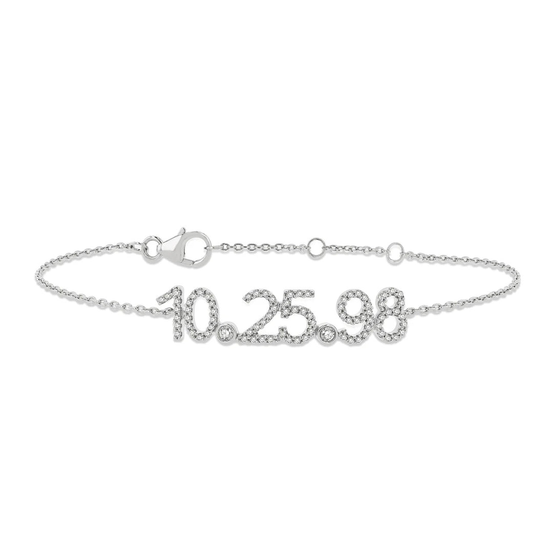 14k Gold Custom Date Diamond Bracelet