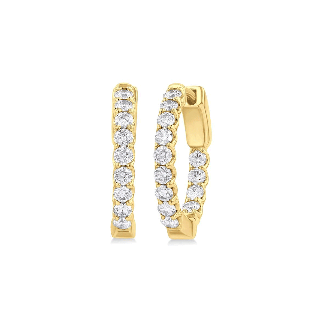 Classic Hamilton Select 14k Gold and Diamond 13mm In and Out Hoops