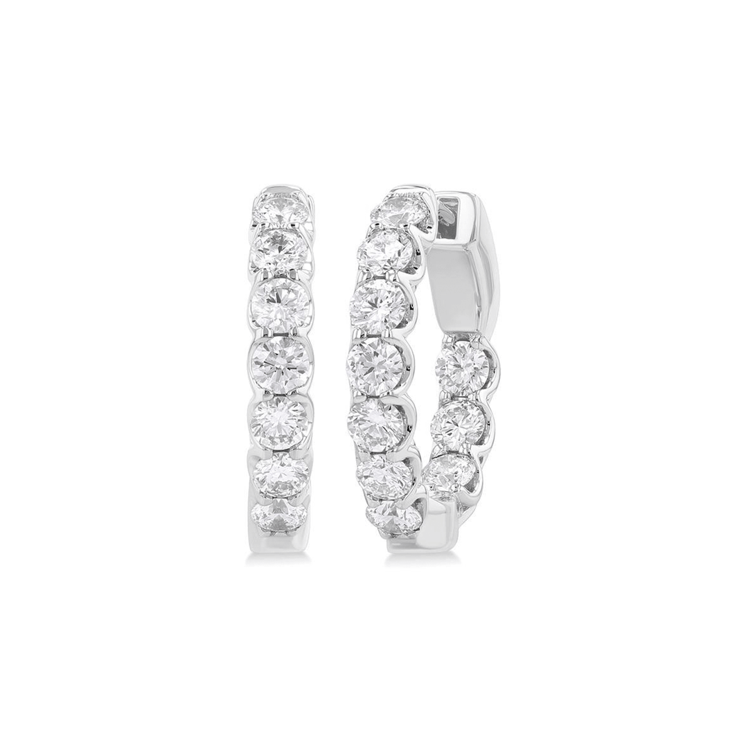 Classic Hamilton Select 14k Gold and Diamond 13mm In and Out Hoops