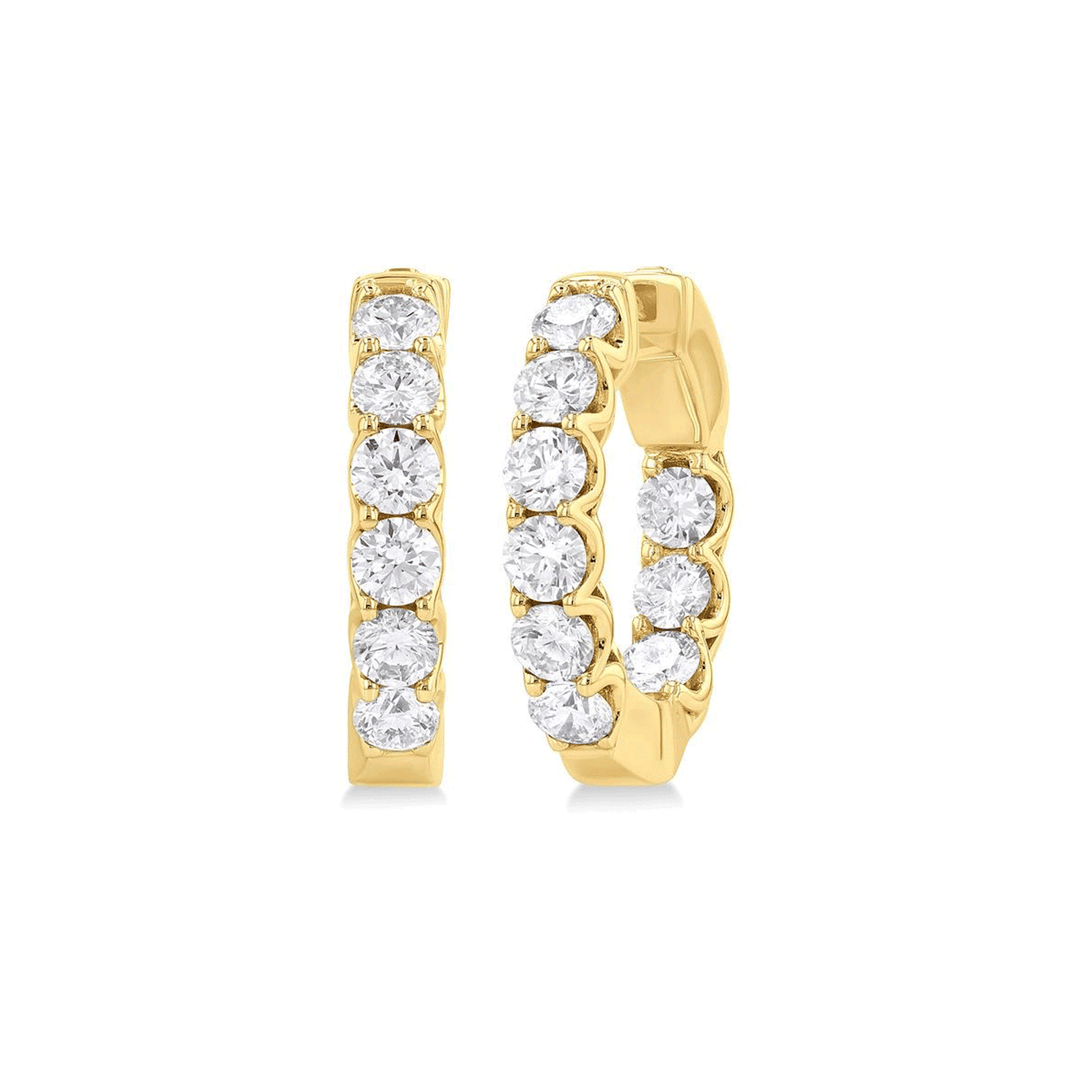 Classic Hamilton Select 14k Gold and Diamond 13mm In and Out Hoops