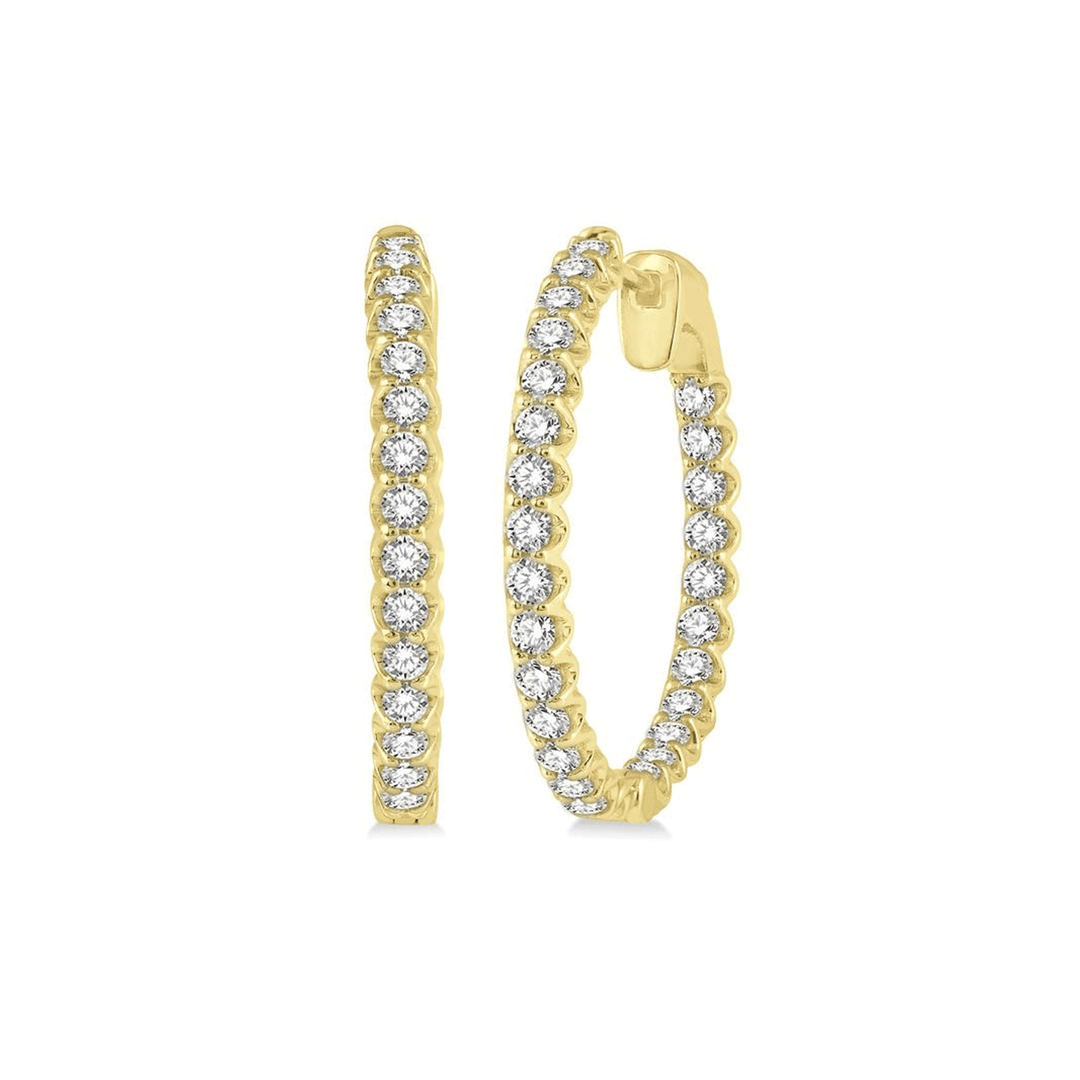 Classic Hamilton Select 14k Gold and Diamond 27mm In and Out Hoops