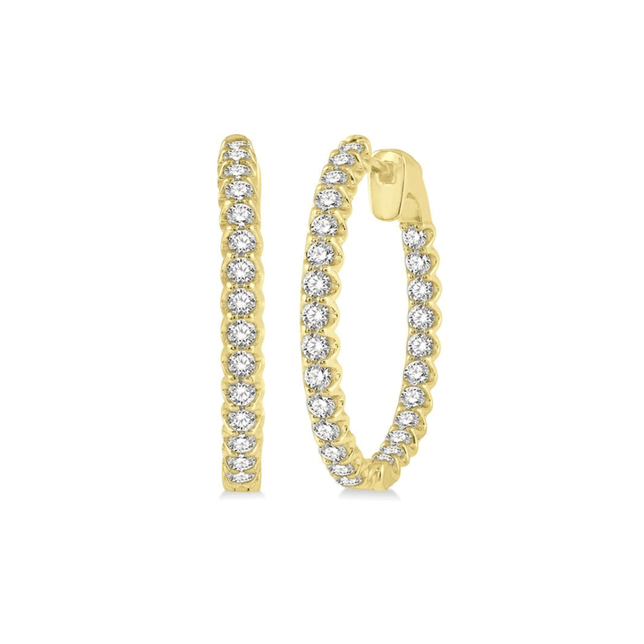 Classic Hamilton Select 14k Gold and Diamond 27mm In and Out Hoops