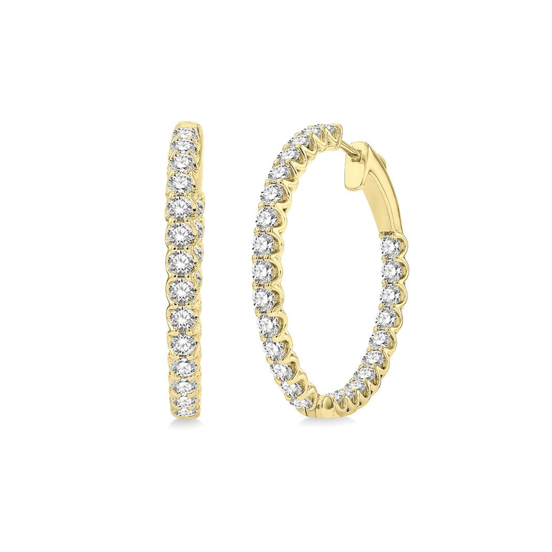 Classic Hamilton Select 14k Gold and Diamond 27mm In and Out Hoops