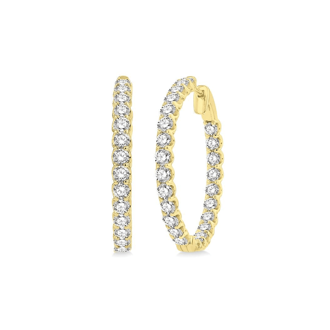 Classic Hamilton Select 14k Gold and Diamond 27mm In and Out Hoops