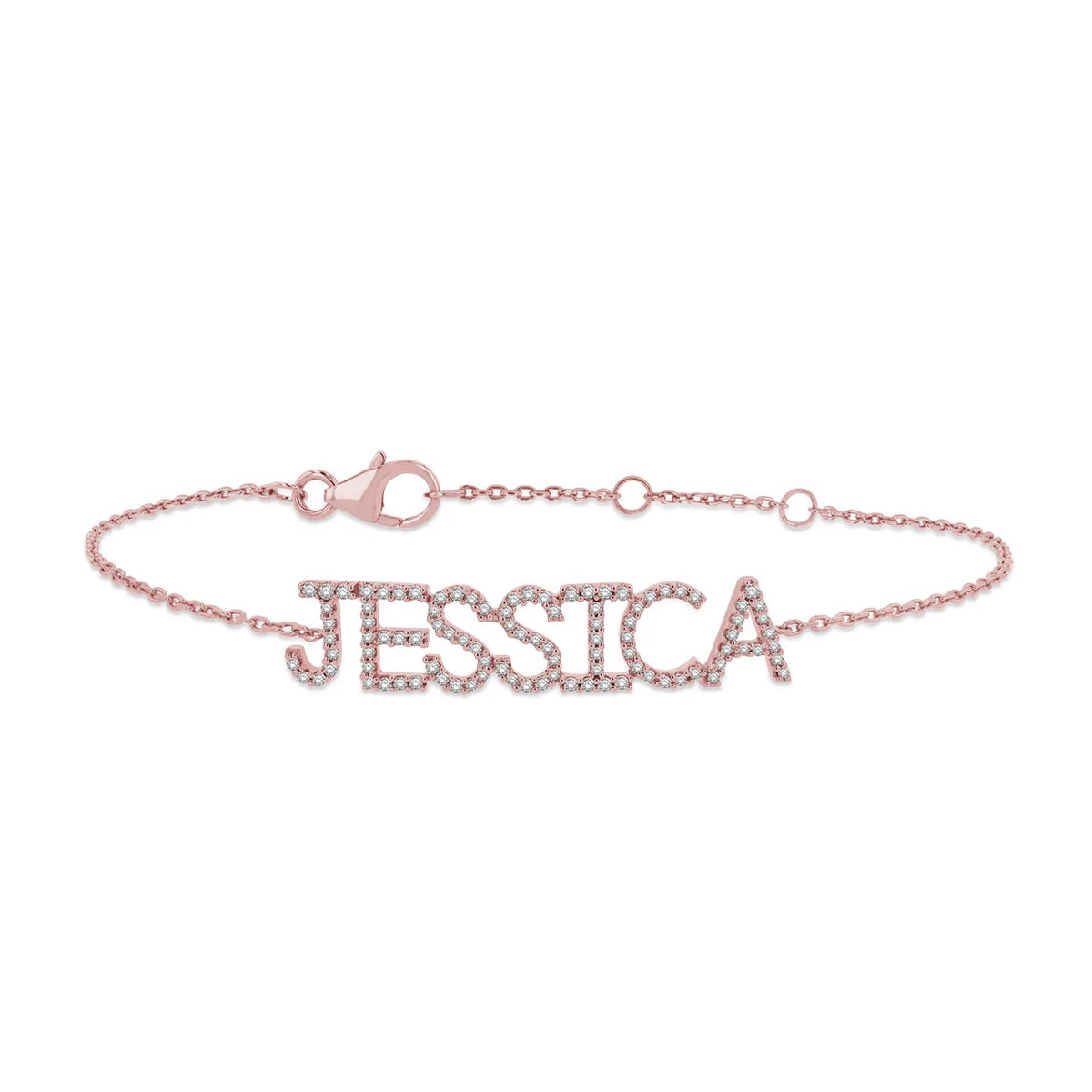 14k Gold and Diamond Block Letter Name Bracelet