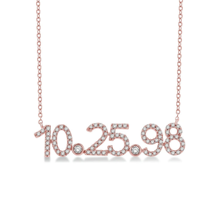 14k Gold Custom Date Diamond Necklace