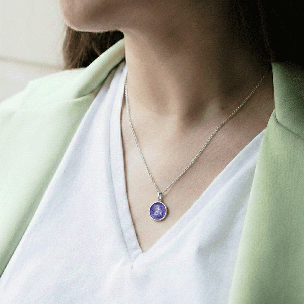 Guardian Angel Purple Enamel Pendant