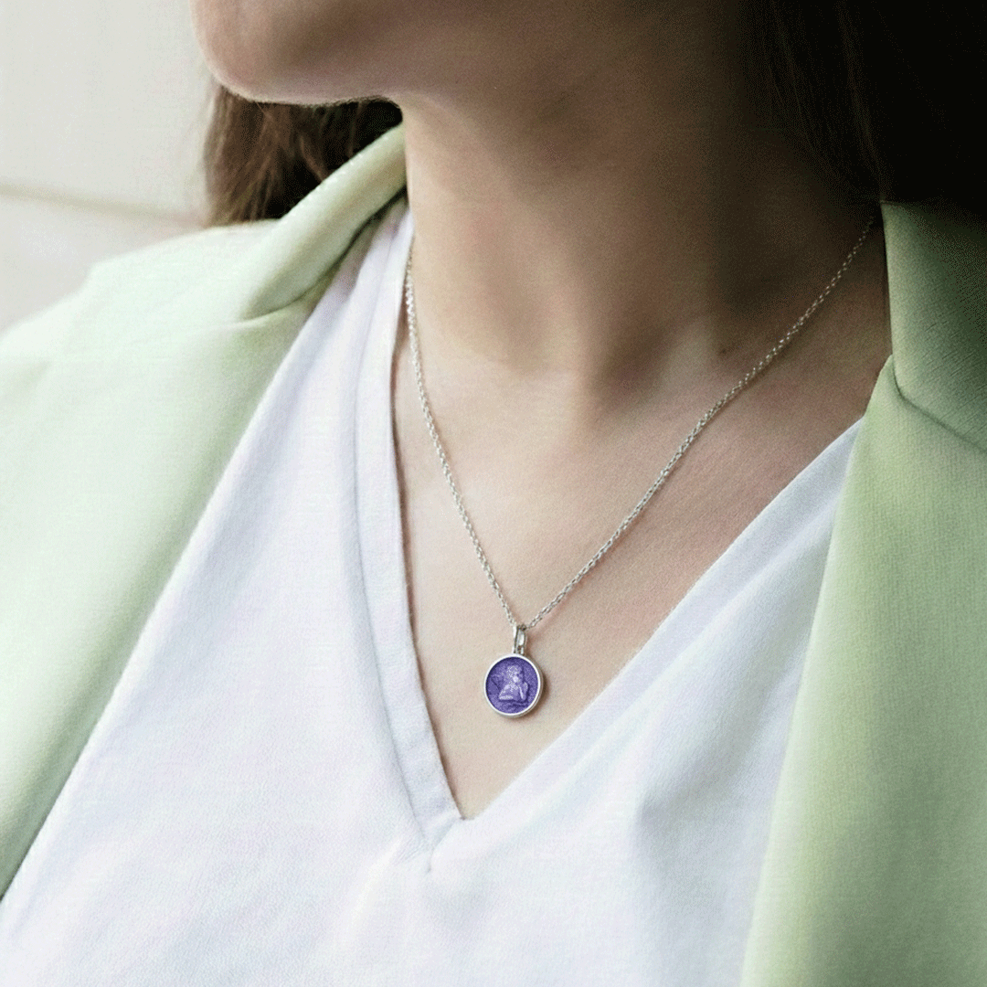 Guardian Angel Purple Enamel Pendant