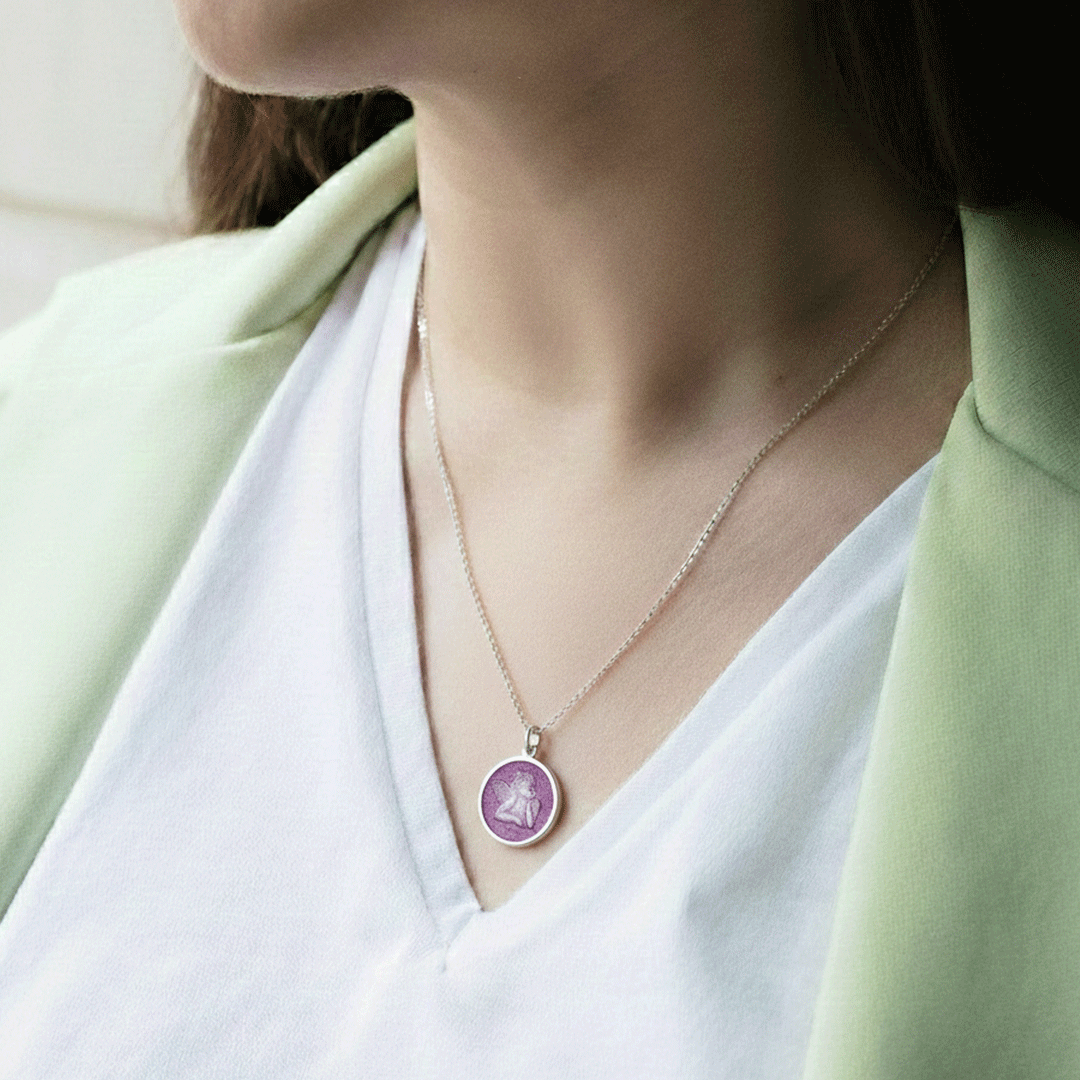 Guardian Angel Lavender Enamel Pendant